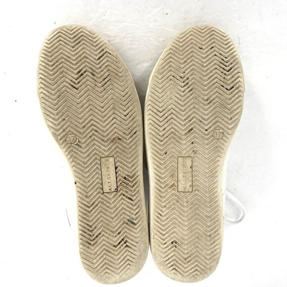 AllSaints Sheer Low Top Round Toe White Leather Sneaker Women\'s Size EU 37 US 7